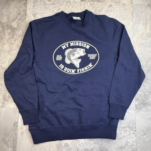Other - Funny 00s navy blue fishing crewneck medium